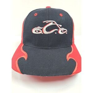 Orange County Choppers OCC Hat Men Black Red Flame Embroidered Baseball Cap OSFA